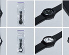 Black and white FamilyMart wristwatches co-developed with Citizen Watch, shown with packaging and strap details.