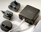 BMX GaNSTA 140W USB charger with worldwide AC adapters.