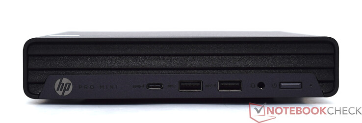 Front: USB Type-C 20 Gbit/s, 2x USB Type-A 10 Gbit/s, 3.5 mm audio