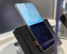 A Samsung Galaxy phone with a newer version of the Privacy Display, blocking out half of the screen.