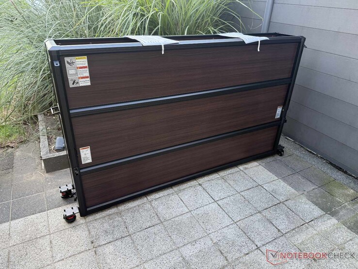 Outdoor TV lift cabinet still without the Velcro-attached lid