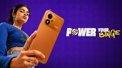 A Xiaomi Poco M8 Power promotional image featuring a young woman