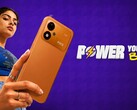 A Xiaomi Poco M8 Power promotional image featuring a young woman