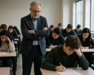 Average scores for a final economics exam at Brown University fell dramatically from the take-home midterms. Generic classroom pictured