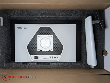 The rear side - white, black, and the silver Mobiuz logo