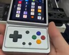 The unnamed Anbernic handheld has its controls hidden behind the display.