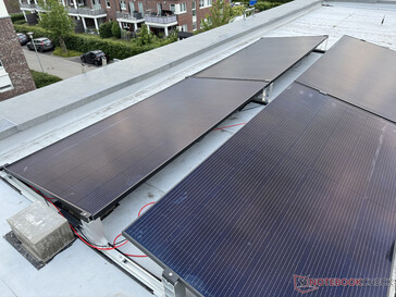 Four solar panels in use