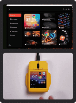 The Super Mouse touchscreen enables quick access to favorite apps.