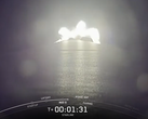 View from a camera mounted to the first stage of a SpaceX Falcon 9 rocket (Image Source: SpaceX)