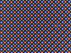 The OLED display is based on an RG/BG sub-pixel matrix consisting of one red, one blue and one green LED.