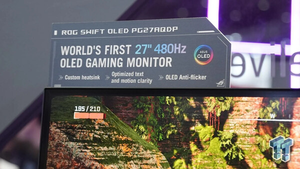 The ROG Swift OLED PG27AQDP is not the first monitor revealed with a 27-inch W-OLED panel has a 1440p resolution and a 480 Hz refresh rate. (Image source: TweakTown)
