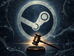 Banner for Valve antitrust lawsuit is shown