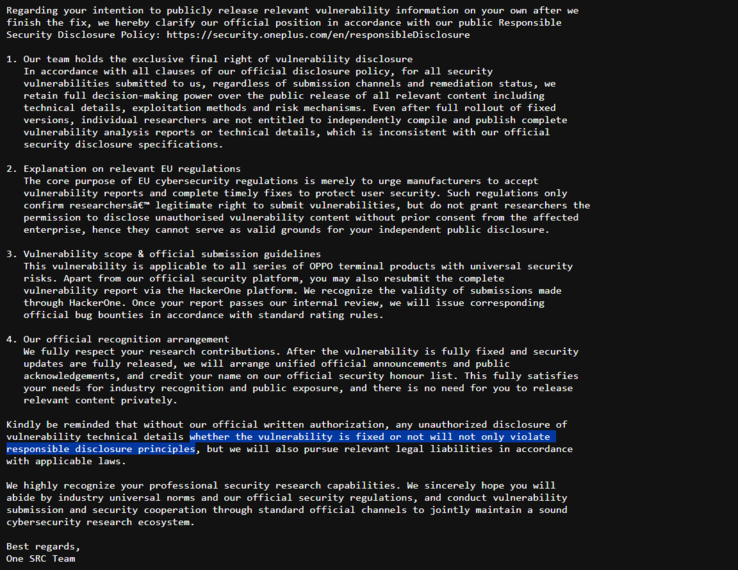 OnePlus threatens security researcher with legal actions if the vulnerability is disclosed even after flaw is fixed