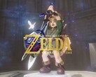 Banner for Zelda: Ocarina of Time remake showing Link holding Master Sword