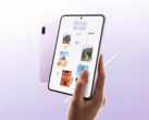 Oppo Pad Mini shown from the front and back in a light purple finish