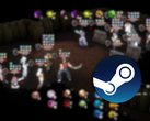 Pictured - the Steam logo overlaid over a blurred screenshot from the game WindStop Strategy. (Image source: Steam - edited)