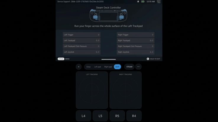 DroidDeck can use a second display for virtual Steam Deck trackpads and back grips while exposing the handheld's controls as a Steam Deck controller.