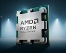 An AMD Ryzen 9000 chip with bright lights behind. Promo render. (Image Source: AMD)