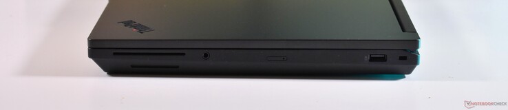 right: Smartcard reader, 3.5mm Audio, nanoSIM, USB-A 3.2 Gen 1, Kensington Lock