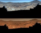 Image taken by the Perseverance rover. Top image is enhanced while bottom image has the original colors (Image source: NASA, JPL-Caltech, ASU, and MSSS; edited)