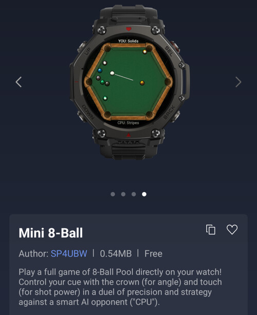 The Mini 8-Ball app for Amazfit smartwatches