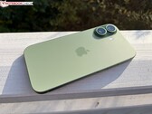 Rear view of the green Apple iPhone showing the dual-camera module and matte finish. (Image source: Notebookcheck)
