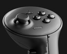 An image of Valve Deckard's (now "Steam Frame") controller (pictured), with a large D-pad, ABXY buttons, oversized triggers, and side-mounted triggers. (Image source: Image source: @Down_90 on X/Twitter)