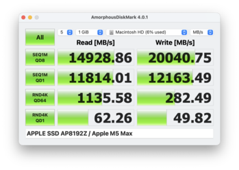Disk Mark MacBook Pro 14 M5 Max