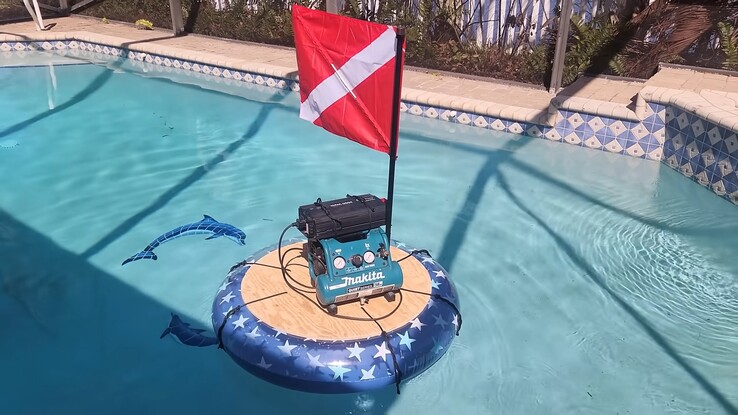 The compressor and battery packs mounted on a