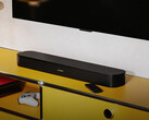 The TV Speaker 2nd Gen launches with a center tweeter. Pictured: the soundbar under a TV.