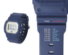 The Casio G-Shock DW-5600CH25-2 watch, and a closeup of the strap - pictured against a white background. (Image source: Challenger - edited)