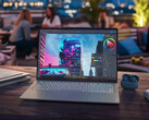 The Yoga Slim 7i Ultra Aura Edition starts from $1,629.99 in the US. Pictured: a promo picture showing the laptop on a desk.