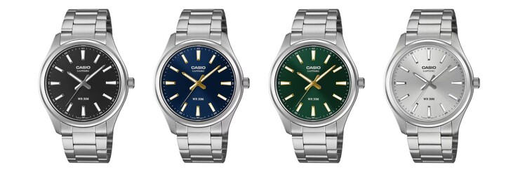 From left to right: the Casio MTS-120D-1A, MTS-120D-2A, MTS-120D-3A and MTS-120D-7A watches