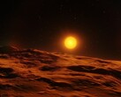An illustration showing a sun and an exoplanet.