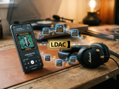 Smartphone streams Hi-Res music onto headphones
