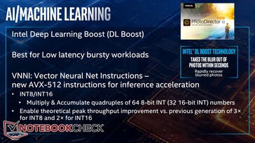AI and machine learning benefit from DL Boost (short burst workloads) and VNNI AVX-512 instructions