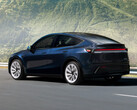 The Model Y in Deep Blue metallic color.