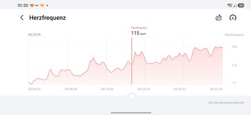 Heart rate over time: Honor Watch 6