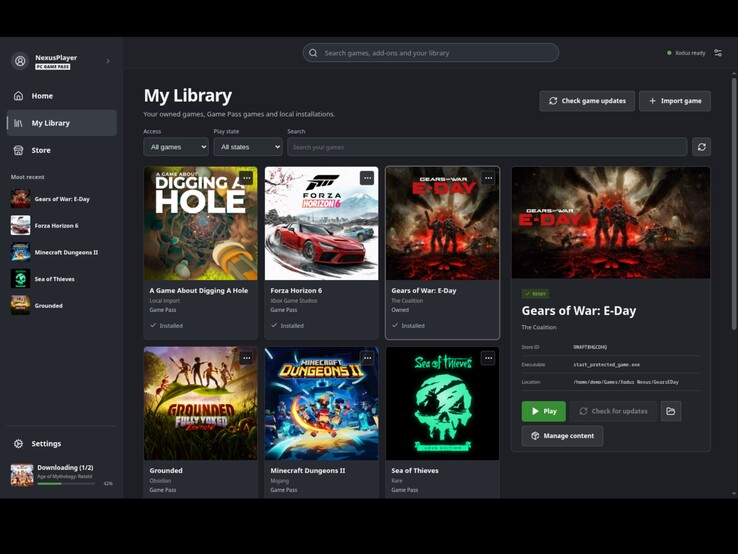 This is what the Xodus Nexus launcher's game library looks like. (Pictured: A screenshot from the Xodus Nexus launcher.)