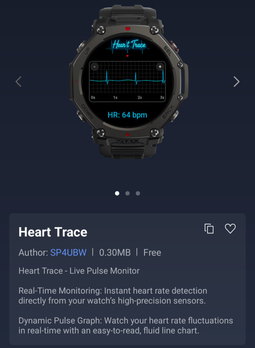 The Heart Trace app for Amazfit smartwatches