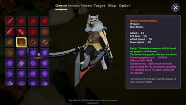 An image showing equipment in Weird RPG. (Image source: Steam)