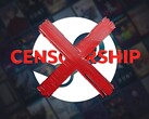 Anti-censorship logo shown over Steam background (Image source: Valve with edits)