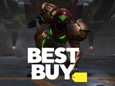 Samus from Metroid Prime 4: Beyond shown with Best Buy logo (Image source: Nintendo of America, Best Buy with edits)