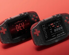 The Konkr Pocket Advance Developers' Special Edition has red buttons and a translucent shell.