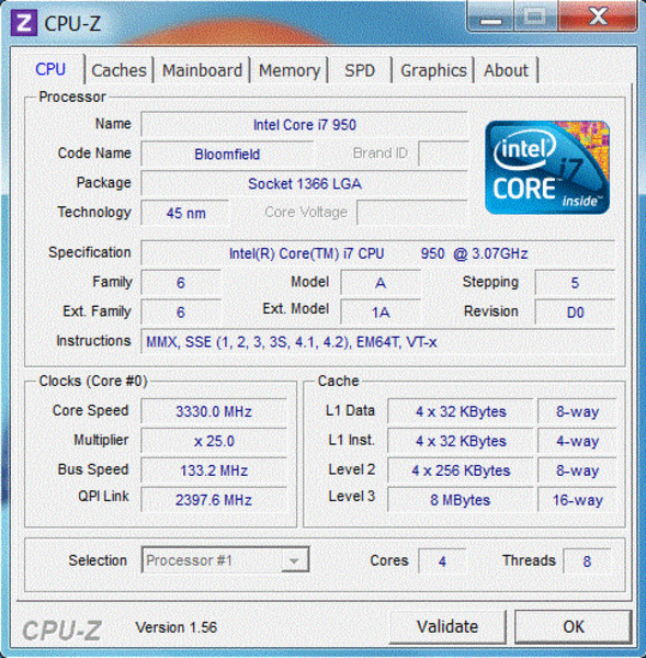 UserBenchmark: Intel i7-950 BX80601950