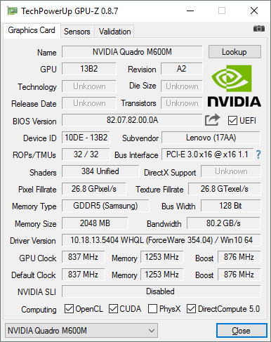 NVIDIA Quadro M600M vs NVIDIA Quadro M4000M